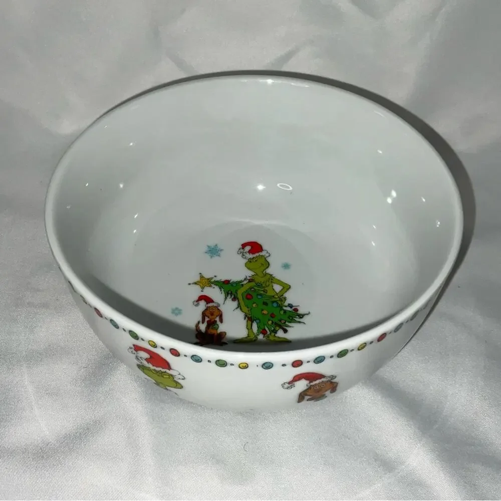NEW ZRIKE DR SEUSS GRINCH WHO STOLE CHRISTMAS MAX WHITE CEREAL BOWL